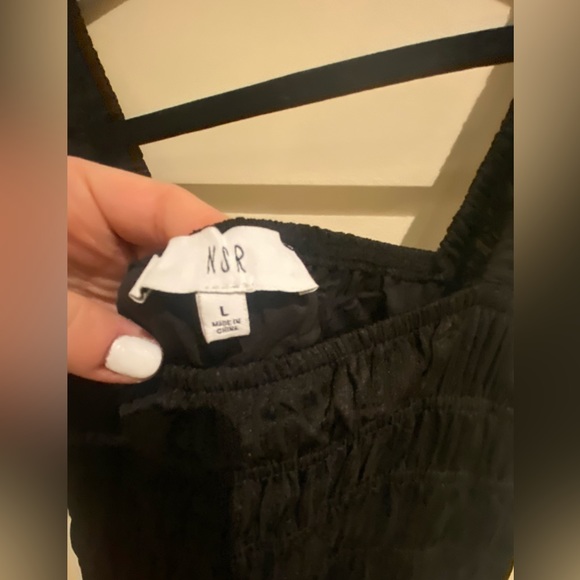 Black NSR Smocked Ruffle Trim Jumpsuit - Picture 9 of 11